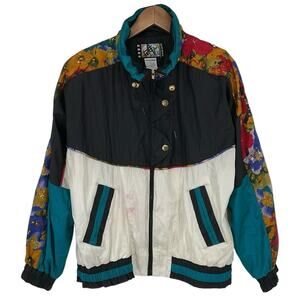 VINTAGE RIVER EDGE SPORT Windbreaker Track Jacket Colorful Colorblock Size Small